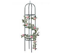 Grand obélisque de jardin Ram® en métal vert de 2 m, robuste, cage à plantes tubulaire robuste pour roses, plantes grimpantes, structure de support, décoration de jardin