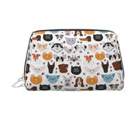 Grand organisateur de maquillage polyvalent avec fermeture éclair sécurisée pour femme avec visages de chat et de chien, bouledogue, beagle, labrador, Argenté., One Size