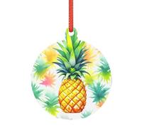 Grand ornement de Noël en acrylique à l'aquarelle en forme d'ananas, décoration transparente à suspendre pour arbre, maison, fête