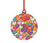 Grand ornement de Noël en acrylique avec motif de cœur coloré, décoration transparente à suspendre pour arbre, maison, fête