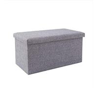 Grand ottomane pliable en tissu de lin, boîte de rangement, pouf polyvalent pour salon et chambre à coucher, organiseur élégant avec grand espace de rangement