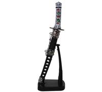 Grand ouvre-lettres en forme d'épée de samouraï noir avec support - Décoration de table de ninja - Décoration de bureau - Épée japonaise