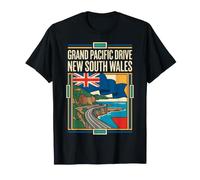 Grand Pacific Drive Drapeau de l'Australie Route côtière Vintage A T-Shirt