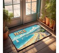 Grand paillasson d'extérieur agréable plage : un paradis côtier vibrant avec bateaux à voile et paillasson Pal Tapis de sol de vacances (40 x 60 cm)