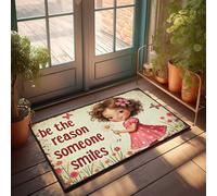 Grand paillasson d'extérieur Be The Reason Someone Smiles : A Joyful Journey With Flowers Paillasson de bureau Tapis de vacances (50 x 80 cm)