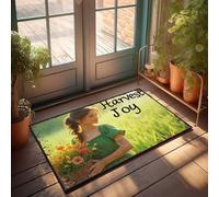 Grand paillasson d'extérieur Harvest Joy : Embracing Nature'S Bounty avec un panier de fleurs Paillasson de bureau Tapis de vacances (65 x 90 cm)