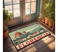 Grand paillasson d'extérieur vintage avec affiche de voyage : Florence, Italie - Une ville d'art et d'histoire - Paillasson de bureau - Tapis de vacances (65 x 90 cm)
