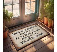 Grand paillasson d'intérieur avec inscription « Memories Of Loved Ones : Always In My Heart » - Décoration de bar ou café (65 x 90 cm)