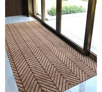 Grand paillasson Long et Fin pour Centre Commercial Porte d'entrée extérieur intérieur rayé Gris café Cuisine Tapis Anti-dérapant Porte Tapis de Sol-rayé B café,80x200cm