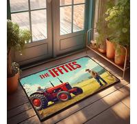 Grand paillasson pour entrée extérieure romantique rustique : un conte de tracteur dans les champs dorés - Grand tapis d'extérieur amusant (50 x 80 cm)