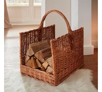 Dekoleidenschaft Panier à bûches en osier marron - Panier à bois de chauffage - Panier de transport pour bois de cheminée/bois de chauffage/bois de chauffage