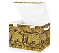 Grand panier à jouets avec couvercle éléphant doré, aztèque, indien, Égypte, panier de rangement pliable pour chambre à coucher, salle de jeux, couverture, crèche, livres, jardin d'enfants