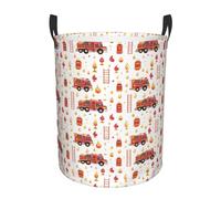 Grand panier à linge avec poignées - Camion de pompiers imprimé échelle bébé enfants chambre d'enfant vêtements sales panier à linge pour chambre à coucher esthétique