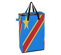 Grand panier à linge avec poignées - Panier à linge imperméable pour adolescent - Panier à linge sale pour chambre à coucher - Drapeau de la République démocratique du Congo