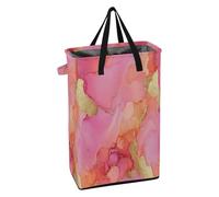 Grand panier à linge avec poignées - Paniers à linge pliable pour adolescent - Panier à serviettes pour dortoir - Marbre - Pêche pastel