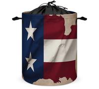Grand panier à linge circulaire avec poignée pliable Motif drapeau de l'État du Texas 43,9 x 43,9 cm