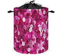 Grand panier à linge circulaire imperméable à motif à paillettes rouge avec poignée - Panier de rangement pliable pour vêtements et jouets - 43,9 x 35,1 cm