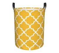 Grand panier à linge contemporain jaune, panier à linge avec poignée, panier à linge pliable, panier de rangement rond pour vêtements de chambre à coucher