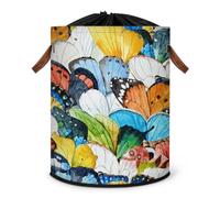 Grand panier à linge en forme de papillon - Panier de rangement pliable en forme d'ailes de papillon - Panier de rangement en tissu avec couvercle à cordon de serrage