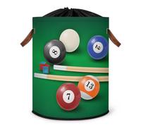Grand panier à linge imprimé de table de billard, panier de rangement pour vêtements, panier de rangement, panier de rangement pliable en tissu avec couvercle à cordon de serrage