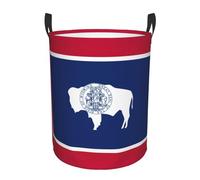 Grand panier à linge imprimé drapeau de l'État du Wyoming, panier pour couverture, jouets, vêtements sales dans le salon, la salle de bain, la chambre à coucher