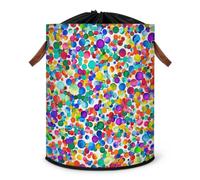 Grand panier à linge pliable à pois colorés avec couvercle à cordon de serrage pour chambre à coucher, salle de bain