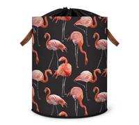Grand panier à linge pliable avec couvercle à cordon de serrage Motif flamant rose