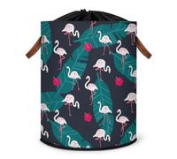 Grand panier à linge pliable avec couvercle à cordon de serrage Motif flamant rose tropical