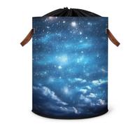 Grand panier à linge pliable avec couvercle à cordon de serrage Motif galaxie Univers