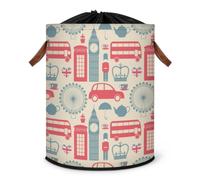 Grand panier à linge pliable avec couvercle à cordon de serrage Motif Londo