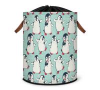 Grand panier à linge pliable avec couvercle à cordon de serrage Motif pingouin mignon