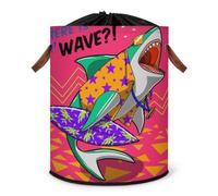 Grand panier à linge pliable avec couvercle à cordon de serrage Motif requin
