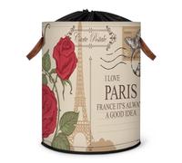Grand panier à linge pliable avec couvercle à cordon de serrage Motif roses de Paris