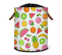 Grand panier à linge pliable avec couvercle à cordon de serrage pour fruits et citrons