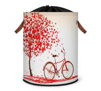 Grand panier à linge pliable en forme d'arbre de Saint-Valentin avec couvercle à cordon de serrage
