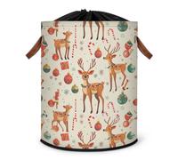 Grand panier à linge pliable en forme de cerf de Noël avec couvercle à cordon de serrage pour chambre à coucher, salle de bain