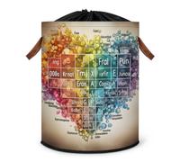 Grand panier à linge pliable en forme de cœur coloré pour table périodique avec couvercle à cordon de serrage pour chambre à coucher, salle de bain