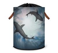 Grand panier à linge pliable en forme de requin 3D avec couvercle à cordon de serrage pour chambre à coucher, salle de bain