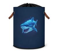 Grand panier à linge pliable en forme de requin avec couvercle à cordon de serrage pour chambre à coucher, salle de bain