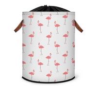 Grand panier à linge pliable en tissu avec couvercle à cordon de serrage Motif flamant rose