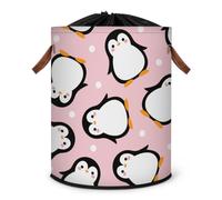 Grand panier à linge pliable en tissu avec couvercle à cordon de serrage Motif pingouin