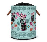 Grand panier à linge pliable en tissu damassé avec couvercle à cordon de serrage