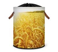Grand panier à linge pliable Morning Sun Field of Wheat avec couvercle à cordon de serrage pour chambre à coucher, salle de bain
