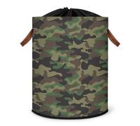 Grand panier à linge pliable motif camouflage avec couvercle à cordon de serrage