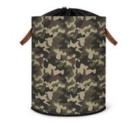 Grand panier à linge pliable motif camouflage avec couvercle à cordon de serrage