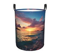 Grand panier à linge pliable motif océan et coucher de soleil - Sac à linge sale lavable - Panier de rangement pour jouets - Panier de rangement pour dortoir universitaire, salle de bain, chambre à