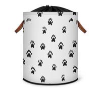 Grand panier à linge pliable motif pattes de chien avec couvercle à cordon de serrage pour chambre à coucher, salle de bain