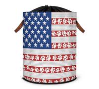 Grand panier à linge pliable motif pattes de chien avec couvercle à cordon de serrage pour chambre à coucher, salle de bain