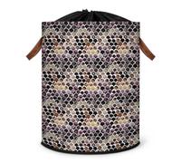 Grand panier à linge pliable motif peau de serpent avec couvercle à cordon de serrage pour chambre à coucher, salle de bain