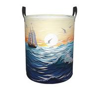 Grand panier à linge pliable motif vagues de l'océan - Panier à linge sale lavable - Panier de rangement pour jouets - Panier de rangement pour dortoir universitaire, salle de bain, chambre à coucher